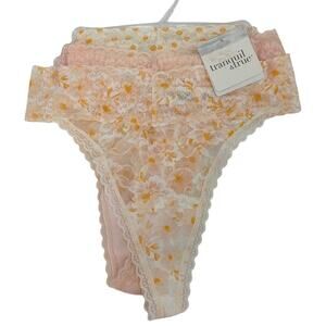 Tranquil & True Lace Thong Panties Size 3X Floral 3 Pack